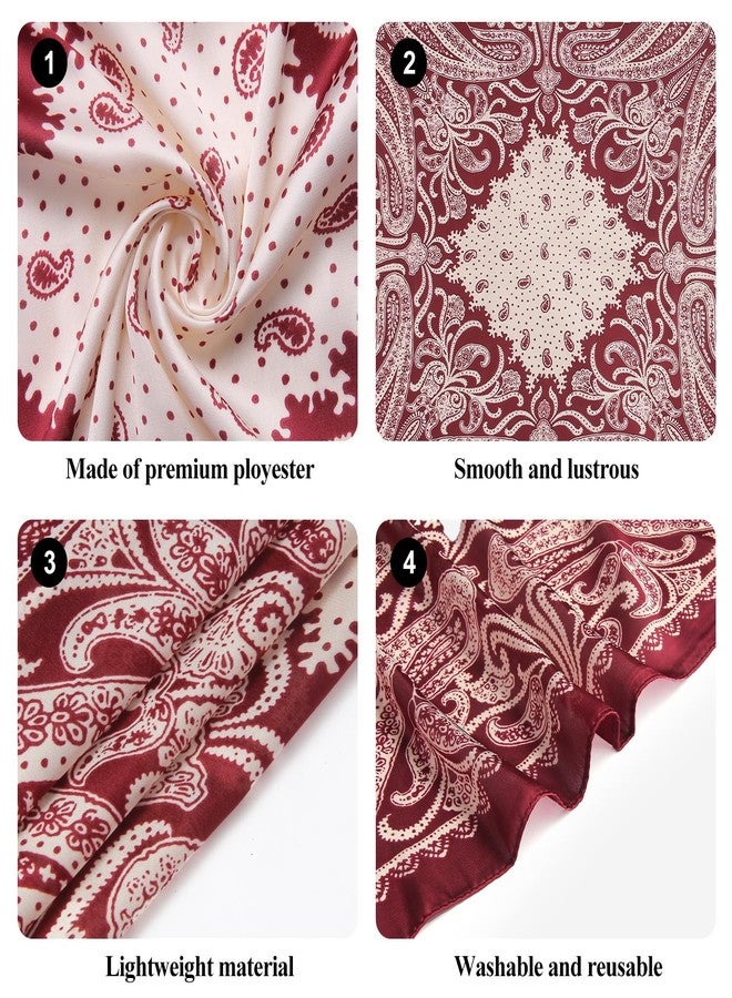 VBAEI 1 Pcs 27.5" Women Head Scarf Silk Like Stain Bandana Sleeping Hair Wrap Hair Scarf for Women(Deep Red) - Image 4
